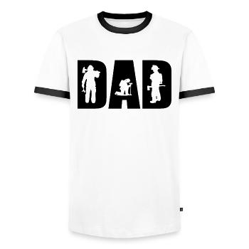 Father Fire Brigade T-Shirt Firefighter Dad - Men's Ringer Shirt - white/black - Front - AI Model Female 172 light (172cm) & AI Model Male 178 dark (178cm)