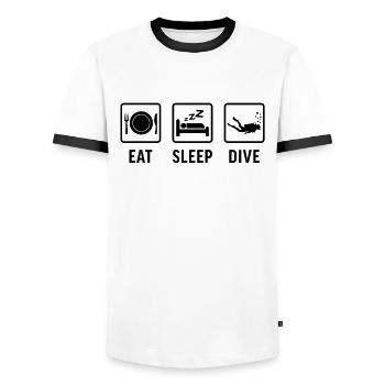 Manger dormir plonger - T-shirt contrasté Homme - blanc/noir - Devant - AI Model Female 172 light (172cm) & AI Model Male 178 dark (178cm)