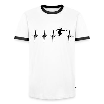Pétanque, Boule Heartbeat, Joueurs de Boccia - T-shirt contrasté Homme - blanc/noir - Devant - AI Model Female 172 light (172cm) & AI Model Male 178 dark (178cm)