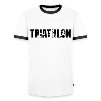 Triathlon - Männer Kontrast-T-Shirt - Weiß/Schwarz - Vorne - AI Model Female 172 light (172cm) & AI Model Male 178 dark (178cm)