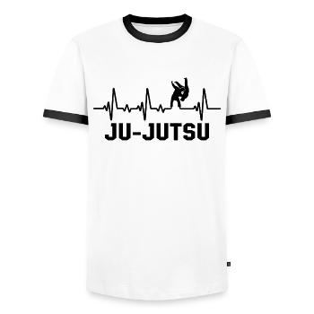 Ju-utsu t-shirt Jujutsu - Men's Ringer Shirt - white/black - Front - AI Model Female 172 light (172cm) & AI Model Male 178 dark (178cm)