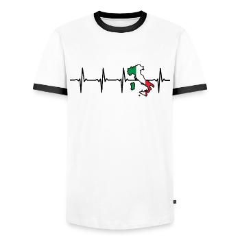 Italy Heartbeat Italian Italian Flag - Men's Ringer Shirt - white/black - Front - AI Model Female 172 light (172cm) & AI Model Male 178 dark (178cm)