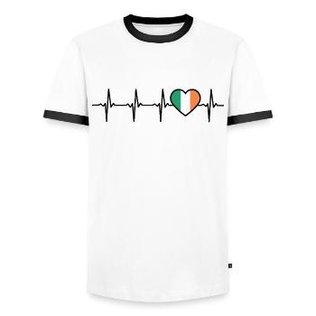 Ireland Heartbeat Flag Irish - Men's Ringer Shirt - white/black - Front - AI Model Female 172 light (172cm) & AI Model Male 178 dark (178cm)