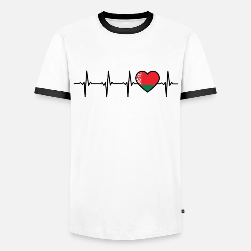 Belarus Heartbeat Belarus - Men's Ringer Shirt - white/black