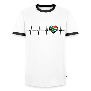 Suedafrika Herzschlag South Africa - Männer Kontrast-T-Shirt - Weiß/Schwarz - Vorne - AI Model Female 172 light (172cm) & AI Model Male 178 dark (178cm)