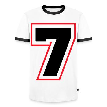 7 nombre symbole - T-shirt contrasté Homme - blanc/noir - Devant - AI Model Female 172 light (172cm) & AI Model Male 178 dark (178cm)