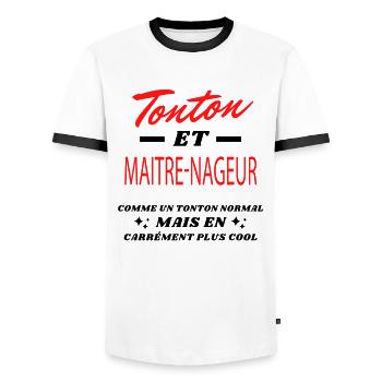 Tonton et MAITRE NAGEUR - T-shirt contrasté Homme - blanc/noir - Devant - AI Model Female 172 light (172cm) & AI Model Male 178 dark (178cm)
