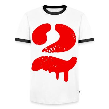 2 Symbole numérique - T-shirt contrasté Homme - blanc/noir - Devant - AI Model Female 172 light (172cm) & AI Model Male 178 dark (178cm)