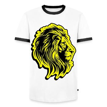 Symbole de tête de lion lion - T-shirt contrasté Homme - blanc/noir - Devant - AI Model Female 172 light (172cm) & AI Model Male 178 dark (178cm)
