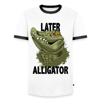 Krokodil - Männer Kontrast-T-Shirt - Weiß/Schwarz - Vorne - AI Model Female 172 light (172cm) & AI Model Male 178 dark (178cm)
