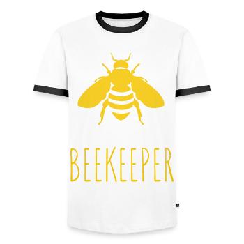 Beekeeper Abeille Apiculteur - T-shirt contrasté Homme - blanc/noir - Devant - AI Model Female 172 light (172cm) & AI Model Male 178 dark (178cm)