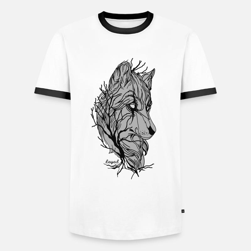 wolf - Men's Ringer Shirt - white/black