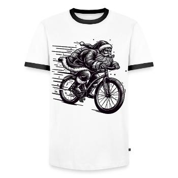 Père Noël Vélo de descente Noël - T-shirt contrasté Homme - blanc/noir - Devant - AI Model Female 172 light (172cm) & AI Model Male 178 dark (178cm)
