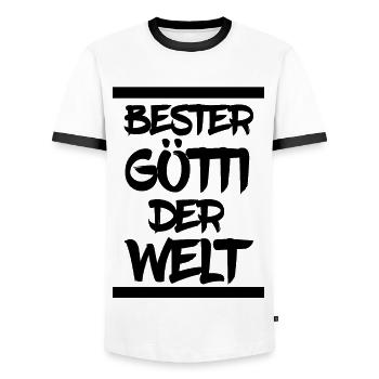 Bester Götti der Welt Patenonkel fragen Schweiz - Männer Kontrast-T-Shirt - Weiß/Schwarz - Vorne - AI Model Female 172 light (172cm) & AI Model Male 178 dark (178cm)