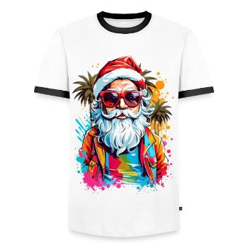 Cool Santa Claus - Men's Ringer Shirt - white/black - Front - AI Model Female 172 light (172cm) & AI Model Male 178 dark (178cm)