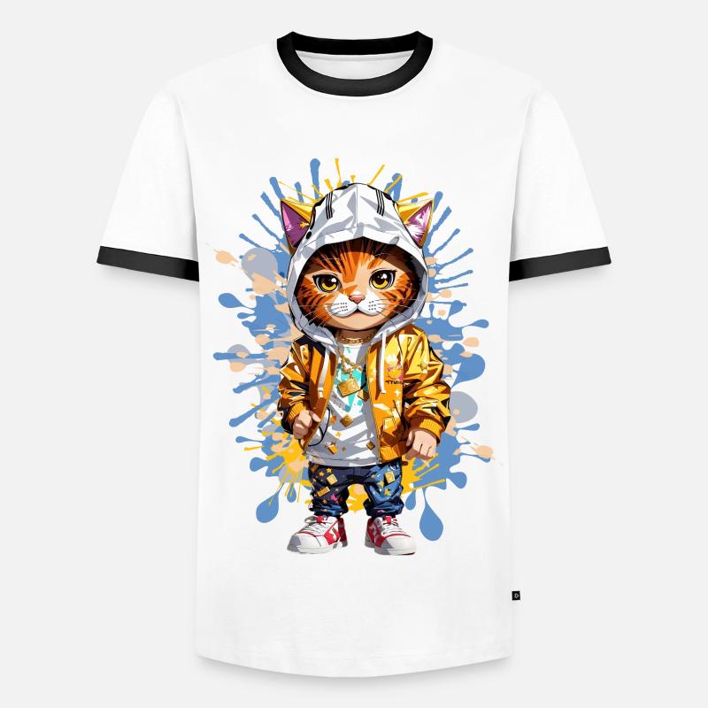 Cool cat - Men's Ringer Shirt - white/black