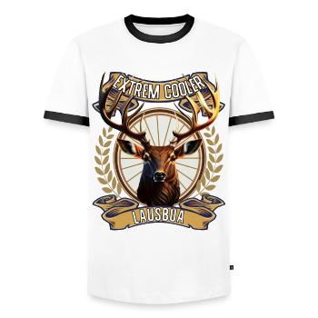 Lausbua Bayern Tirol ersatz Tracht Lederhosen - Männer Kontrast-T-Shirt - Weiß/Schwarz - Vorne - AI Model Female 172 light (172cm) & AI Model Male 178 dark (178cm)