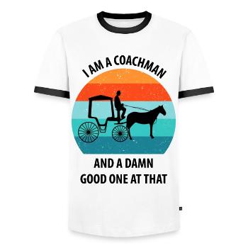 Calèche de cocher Calèche tirée par des chevaux Calèche - T-shirt contrasté Homme - blanc/noir - Devant - AI Model Female 172 light (172cm) & AI Model Male 178 dark (178cm)