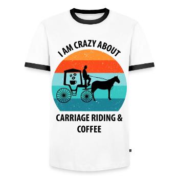Coachman Carriage Horse-drawn carriage Coffee - Men's Ringer Shirt - white/black - Front - AI Model Female 172 light (172cm) & AI Model Male 178 dark (178cm)