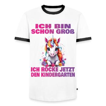 Kindergarten Child 2024 Kita Start Start - Men's Ringer Shirt - white/black - Front - AI Model Female 172 light (172cm) & AI Model Male 178 dark (178cm)