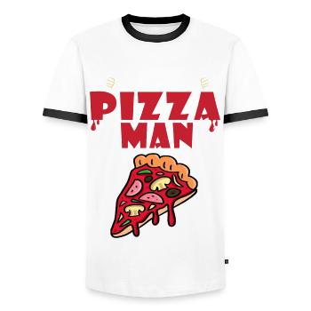 Ich bin der Pizzamann Essen - Männer Kontrast-T-Shirt - Weiß/Schwarz - Vorne - AI Model Female 172 light (172cm) & AI Model Male 178 dark (178cm)