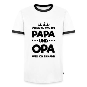stolzer Papa und Opa - Männer Kontrast-T-Shirt - Weiß/Schwarz - Vorne - AI Model Female 172 light (172cm) & AI Model Male 178 dark (178cm)