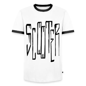 scooter - Men's Ringer Shirt - white/black - Front - AI Model Female 172 light (172cm) & AI Model Male 178 dark (178cm)