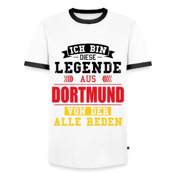 Stadt Dortmund Deutschland Legende Spruch - Männer Kontrast-T-Shirt - Weiß/Schwarz - Vorne - AI Model Female 172 light (172cm) & AI Model Male 178 dark (178cm)