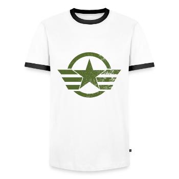 T-shirt militaire - T-shirt contrasté Homme - blanc/noir - Devant - AI Model Female 172 light (172cm) & AI Model Male 178 dark (178cm)