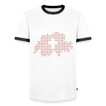 Swiss T-Shirt & Gift Idea - Men's Ringer Shirt - white/black - Front - AI Model Female 172 light (172cm) & AI Model Male 178 dark (178cm)