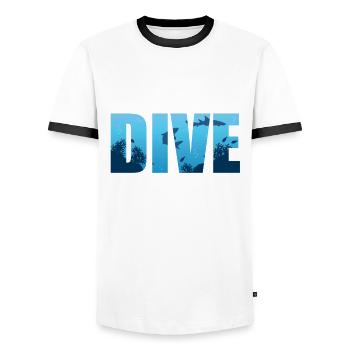 diving - Men's Ringer Shirt - white/black - Front - AI Model Female 172 light (172cm) & AI Model Male 178 dark (178cm)