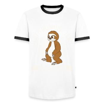 Sloth Running Team We Will Get There - Männer Kontrast-T-Shirt - Weiß/Schwarz - Vorne - AI Model Female 172 light (172cm) & AI Model Male 178 dark (178cm)