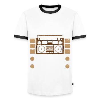 Vintage 83 - conception de lecteur de cassette - T-shirt contrasté Homme - blanc/noir - Devant - AI Model Female 172 light (172cm) & AI Model Male 178 dark (178cm)
