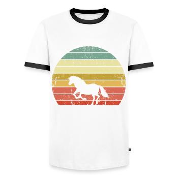Rétro Vintage Horse - T-shirt contrasté Homme - blanc/noir - Devant - AI Model Female 172 light (172cm) & AI Model Male 178 dark (178cm)