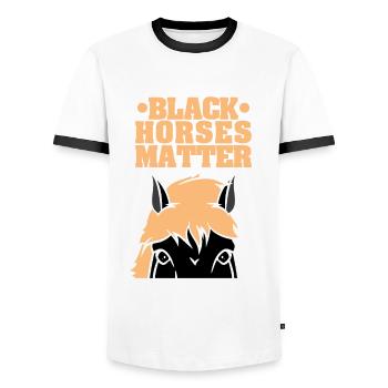 Black Horses Matter - Men's Ringer Shirt - white/black - Front - AI Model Female 172 light (172cm) & AI Model Male 178 dark (178cm)