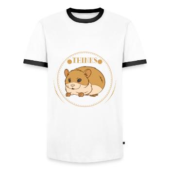 My Hamster Thinks I'm Cool - Men's Ringer Shirt - white/black - Front - AI Model Female 172 light (172cm) & AI Model Male 178 dark (178cm)