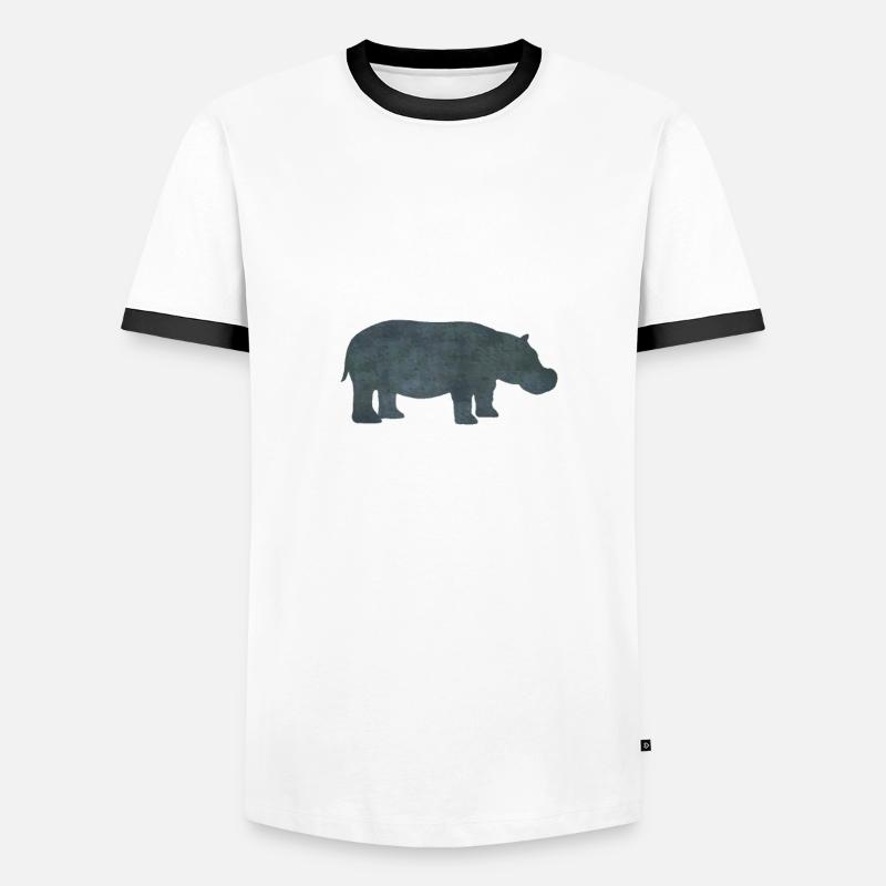 HIPPO - Männer Kontrast-T-Shirt - Weiß/Schwarz