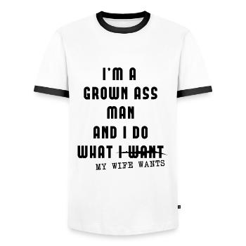Chemise de mari et homme de mariage cadeau - T-shirt contrasté Homme - blanc/noir - Devant - AI Model Female 172 light (172cm) & AI Model Male 178 dark (178cm)