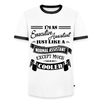 I'm An Executive Assistant Shirts - Men's Ringer Shirt - white/black - Front - AI Model Female 172 light (172cm) & AI Model Male 178 dark (178cm)