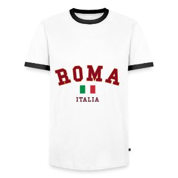 Roma Italia - Men's Ringer Shirt - white/black - Front - AI Model Female 172 light (172cm) & AI Model Male 178 dark (178cm)