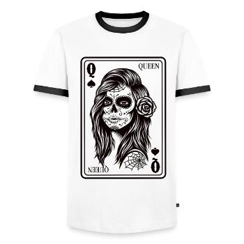 King And Queen Skull - 1/2 Card Hearts Flush - T-shirt contrasté Homme - blanc/noir - Devant - AI Model Female 172 light (172cm) & AI Model Male 178 dark (178cm)