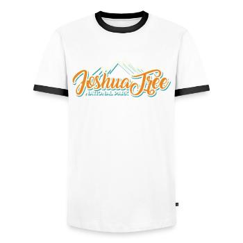 Joshua Tree National Park Retro Vintage - Men's Ringer Shirt - white/black - Front - AI Model Female 172 light (172cm) & AI Model Male 178 dark (178cm)