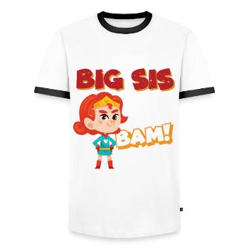 Big Sister Superhero - T-shirt contrasté Homme - blanc/noir - Devant - AI Model Female 172 light (172cm) & AI Model Male 178 dark (178cm)
