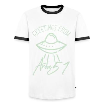 Alien Ufo - Men's Ringer Shirt - white/black - Front - AI Model Female 172 light (172cm) & AI Model Male 178 dark (178cm)