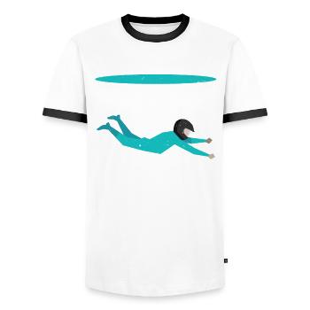 Indoor Skydiving - Wind Tunnel - T-shirt contrasté Homme - blanc/noir - Devant - AI Model Female 172 light (172cm) & AI Model Male 178 dark (178cm)