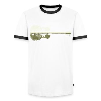Nature Guitar - Men's Ringer Shirt - white/black - Front - AI Model Female 172 light (172cm) & AI Model Male 178 dark (178cm)