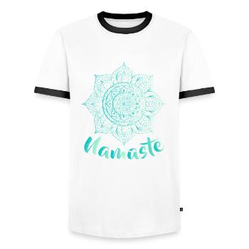 Namaste - Lotus Flower - Spiritual Yoga Om - Männer Kontrast-T-Shirt - Weiß/Schwarz - Vorne - AI Model Female 172 light (172cm) & AI Model Male 178 dark (178cm)