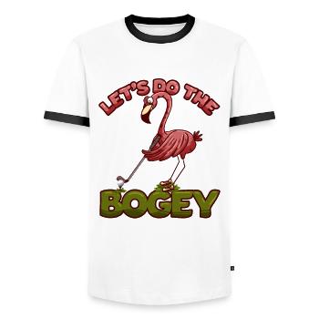 Golf - Flamingo Funny - 18th Hole - Men's Ringer Shirt - white/black - Front - AI Model Female 172 light (172cm) & AI Model Male 178 dark (178cm)