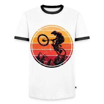 Cycling - I Do My Own Stunts Extreme Sports - - T-shirt contrasté Homme - blanc/noir - Devant - AI Model Female 172 light (172cm) & AI Model Male 178 dark (178cm)