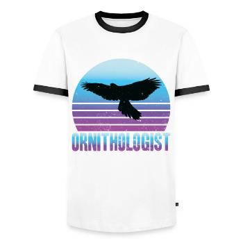 Retro - Ornithologist - Vintage - Photographer - Men's Ringer Shirt - white/black - Front - AI Model Female 172 light (172cm) & AI Model Male 178 dark (178cm)